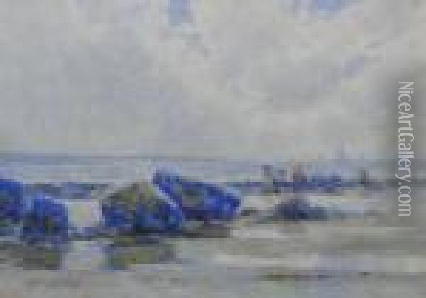 Rocky Beach Scene Oil Painting - Lester Sutcliffe