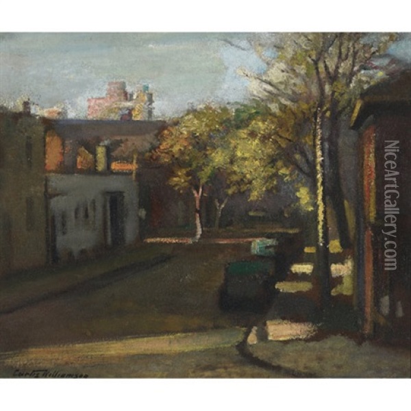 Evening Shadows - Corner Of Yonge St. And Yorkville Ave Oil Painting - Albert Curtis Williamson