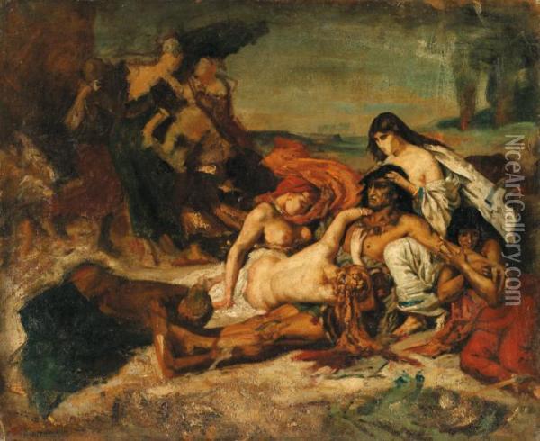 La Mort De Ravana / Etude De Tetes Oil Painting - Fernand-Anne Piestre Cormon