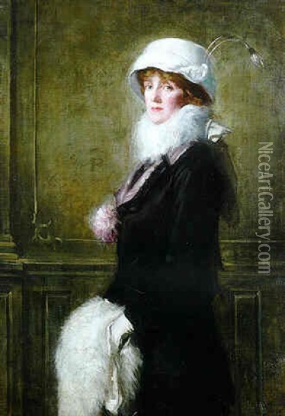 Portrait Of Mrs. H. Bryan Owsley, Philadelphia Oil Painting - Albert Rosenthal