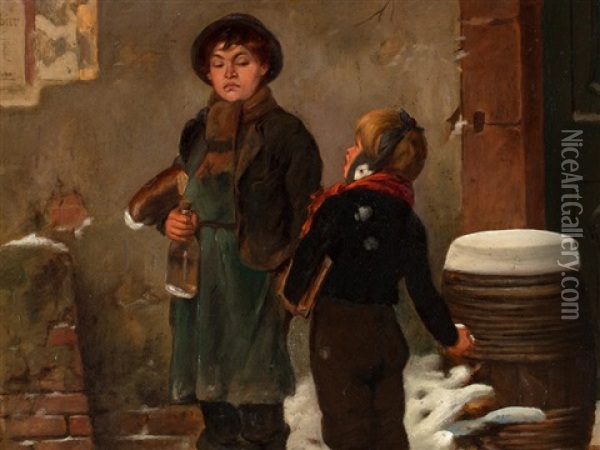 Ill-humoured Adolescent Oil Painting - Friedrich Hiddemann