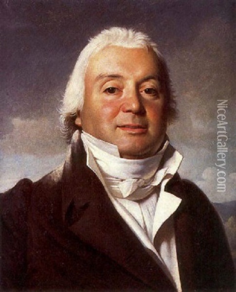 Portrait D'homme En Buste Presque De Face Oil Painting - Robert Jacques Francois Faust Lefevre