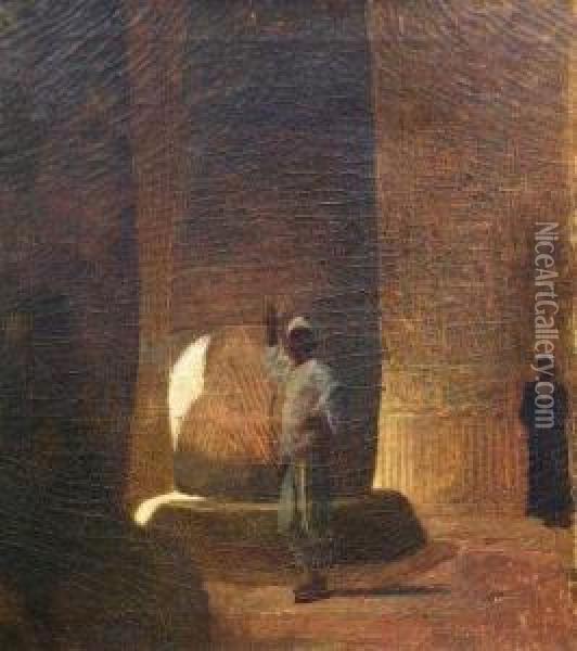 Temple Of Horus At Edfou, Upper Egypt Oil Painting - Edwin Howland Blashfield