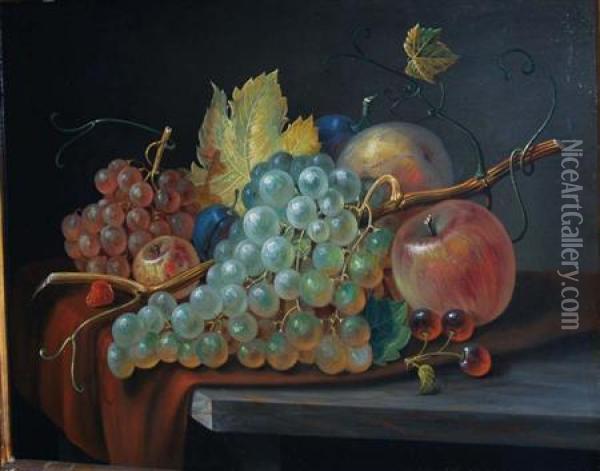 Still Life With Fruit Oil Painting - John Edward Hollen