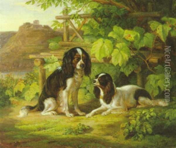 Hundeparchen Am Waldrand Oil Painting - Benno Raffael Adam