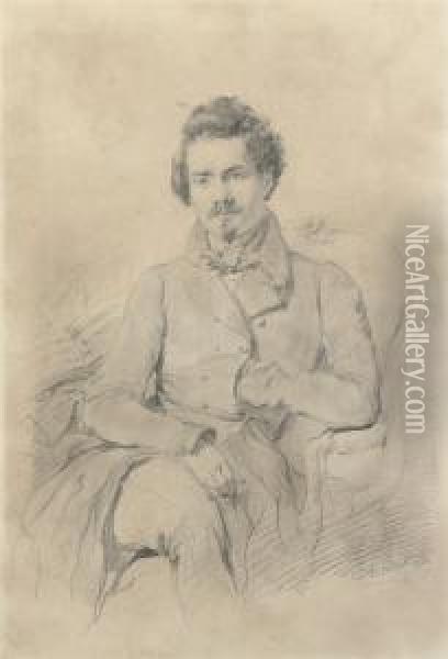 Portrait Of Edouard Fetis (1812-1909) Oil Painting - Louis Gallait