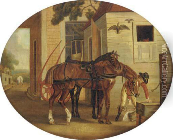 The Life Of A Racehorse; Also Two Companion Paintings Oil Painting - Thomas Gooch