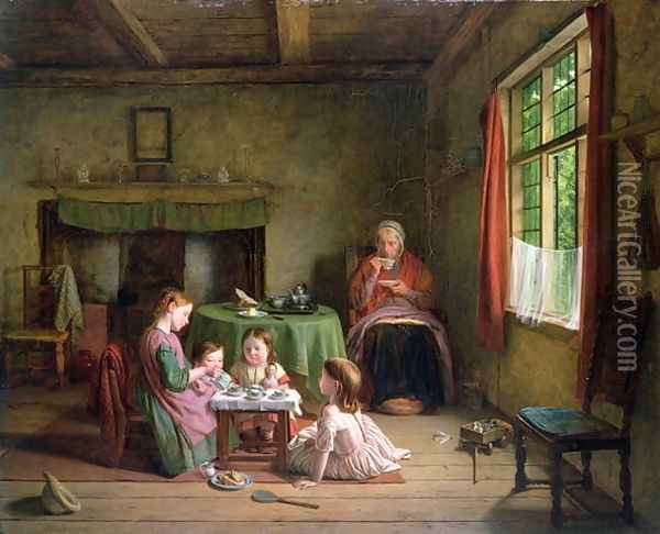 A Tea Party, 1862 Oil Painting - Thomas Webster