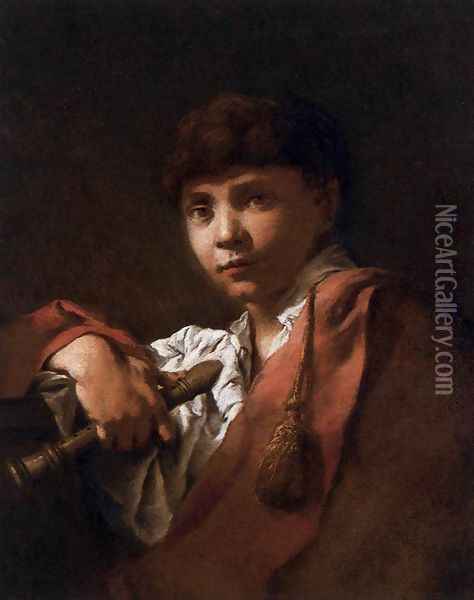 Boy with Flute 1740-50 Oil Painting - Domenico Maggiotto