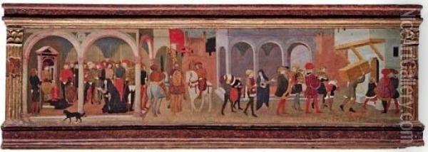The Story Of Lionora De' Bardi And Ippolito Buondelmonte: Panel From A Cassone Oil Painting - Giovanni di ser Giovanni Guidi (see Scheggia)