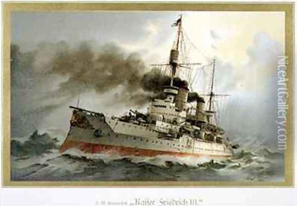 SM Linienschiff Kaiser Friedrich III Oil Painting - H. Graf