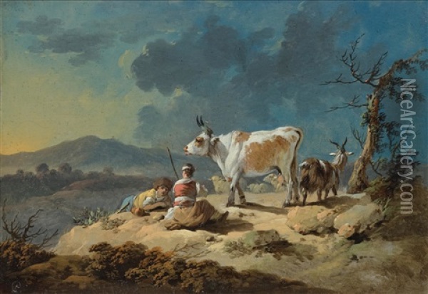 Pastoral Scene Oil Painting - Jean Baptiste Pillement