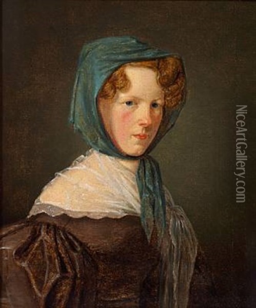 Portrait Of Margrethe Hahn, Married Stougaard Oil Painting - Christen Kobke