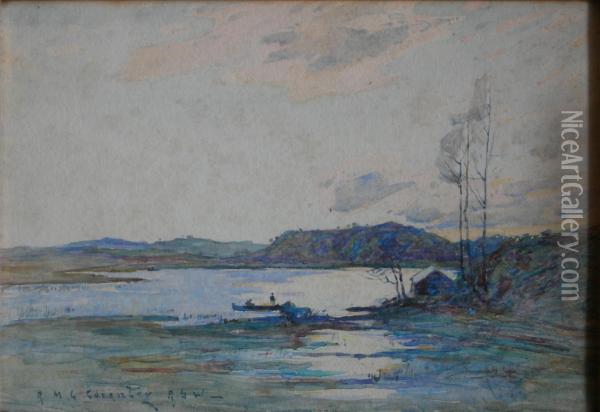 Boat Fishing In A Loch Oil Painting - Robert Mcgown Coventry