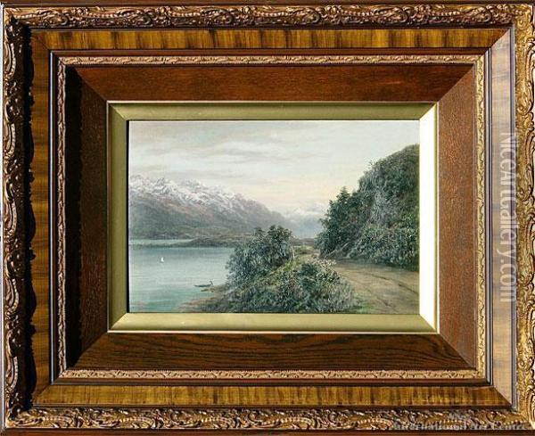 Lake Wakatipu Oil Painting - William George Baker
