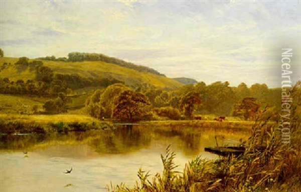 The River Arun Below The Black Rabbit Oil Painting - George Vicat Cole