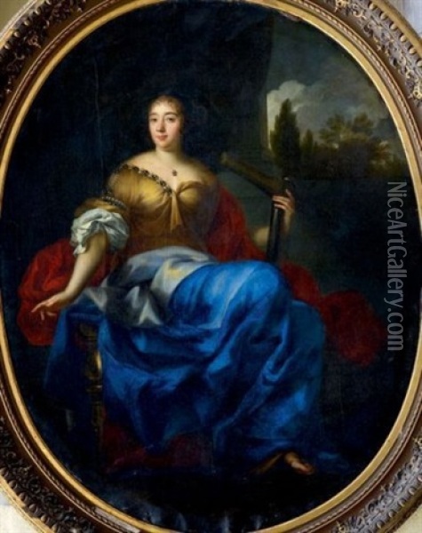 Portrait Presume De Lady Marguerite Gordon Tenant Une Ancre Ou Allegorie De L'esperance Oil Painting - Jean Nocret