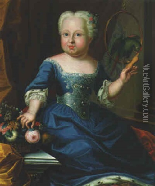 Portrait Of A Young Noble Girl Oil Painting - Martin van Meytens the Younger