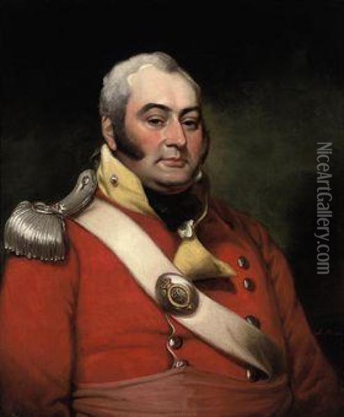 Portrait Of George Fermor, 3rd Earl Of Pomfret (1768-1830),half-length, Wearing The Uniform Of A Captain In Thenorthamptonshire Militia Oil Painting - Mather Brown