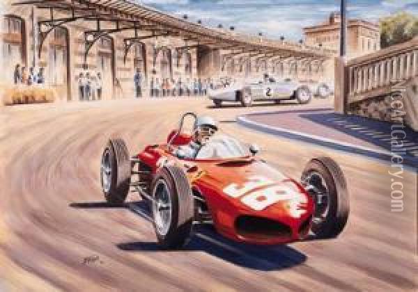 Monaco Grand Prix 1961 - Phil Hill Oil Painting - Simon Taylor