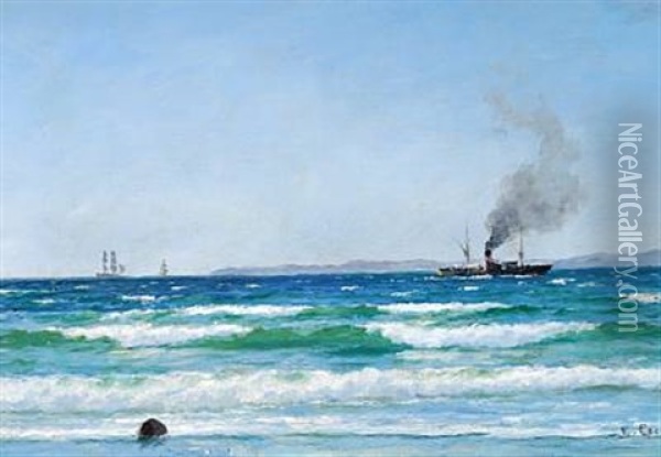 Summer Day In The Sound Off Hornbaek Oil Painting - Carl Ludvig Thilson Locher