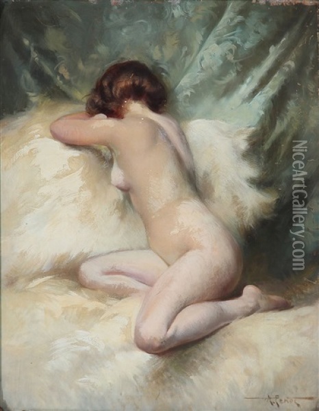 A Nude Back-turned Woman Oil Painting - Albert Joseph Penot