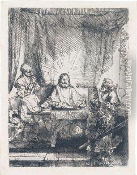 Christus In Emmaus Oil Painting - Rembrandt Van Rijn