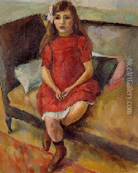 Jeune Fille En Rouge Oil Painting - Jules Pascin