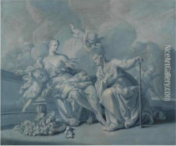 Vetrumnus And Pomona Oil Painting - Jacopo (Giacomo) Amigoni