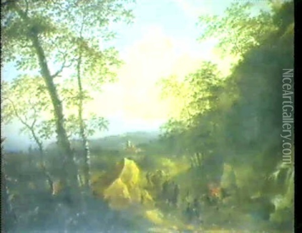 Sudliche Landschaft Mit Figuren- Und Tierstaffage Oil Painting - Jan Dirksz. Both