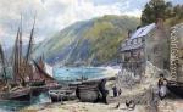 Crazy Kate's Cottage, Clovelly Oil Painting - Charles Napier Hemy