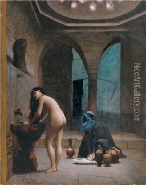 Un Bain Maure, Femme Turque Au Bain (study) Oil Painting - Jean-Leon Gerome