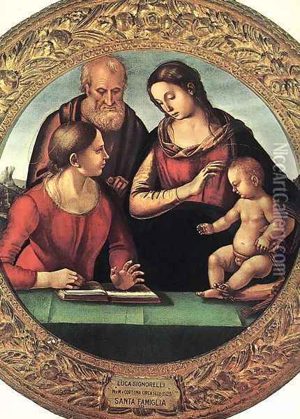 Madonna and Child with St Joseph and Another Saint Oil Painting - Luca Signorelli