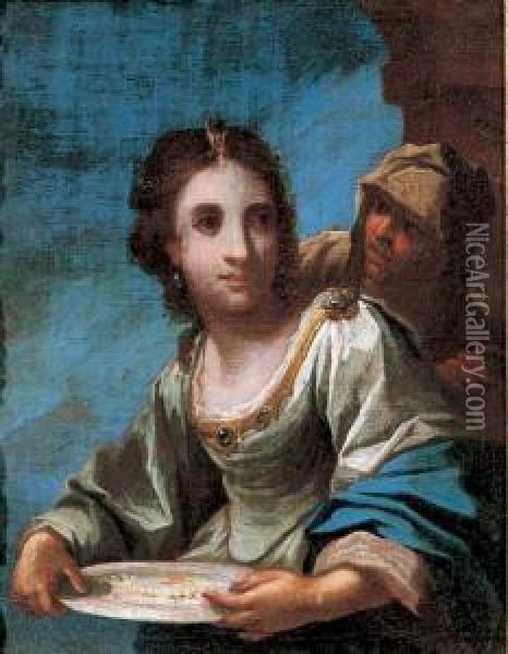 Maddalena, Con La Sorella Marta, Rinuncia Ai Beni Terreni Oil Painting - Giovanni Camillo Sagrestani