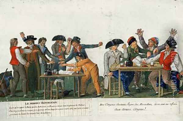 The Republican Oath being signed in blood and singing The Marseillaise Oil Painting - Brothers Lesueur