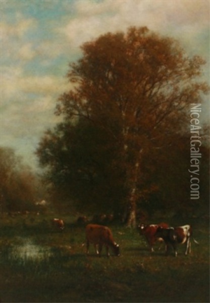 Cows In Pasture Oil Painting - James McDougal Hart