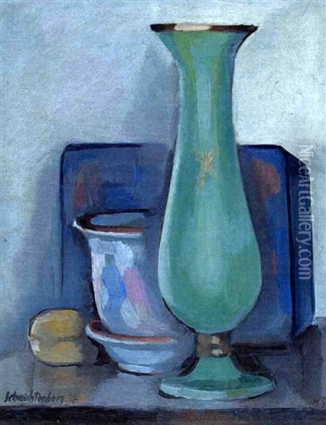 Stilleben Mit Gruner Vase Oil Painting - Martel Schwichtenberg