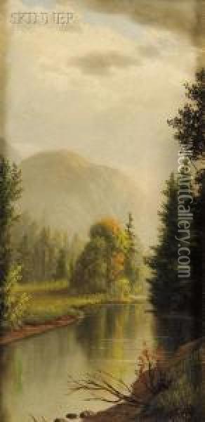 River Landscape Oil Painting - Levi Wells Prentice
