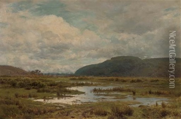 Showery Autumn Weather Oil Painting - Thomas R. Huson