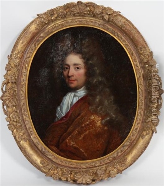 Portrait D'homme Louis Xiv Oil Painting - Nicolas de Largilliere