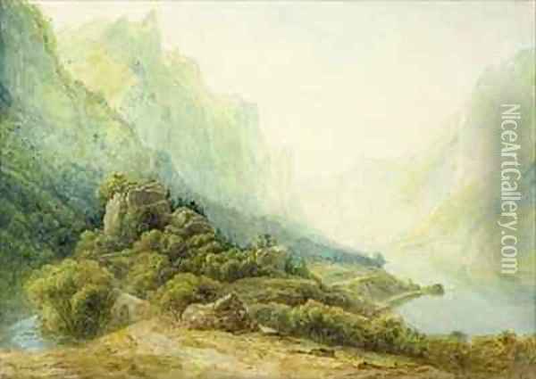 A Norwegian Fjord Oil Painting - Francis Danby