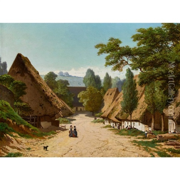 Vue A Kerzers, Pres Morat Oil Painting - Jules Hebert