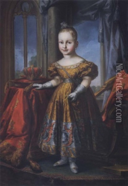 Portrait Of Maria-isabel-louisa, Later Queen Isabel Ii Of Spain, As A Child Oil Painting - Vicente Lopez y Portana