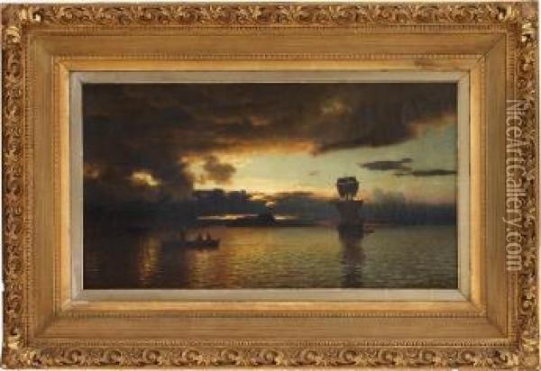 Ved Nattens Frembrudd 1902 Oil Painting - Hans Fredrik Gude
