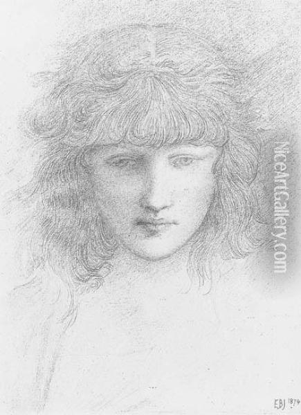 Head Of A Young Girl Oil Painting - Sir Edward Coley Burne-Jones