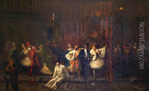 Sortie De Cabaret, Cremieux Oil Painting - Theodore Levigne