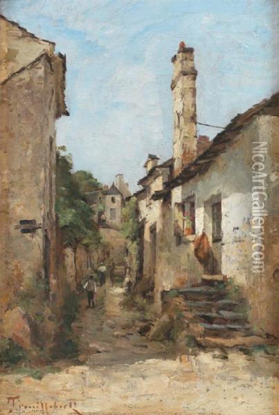Vue D'une Rue De Village Oil Painting - Paul Trouillebert