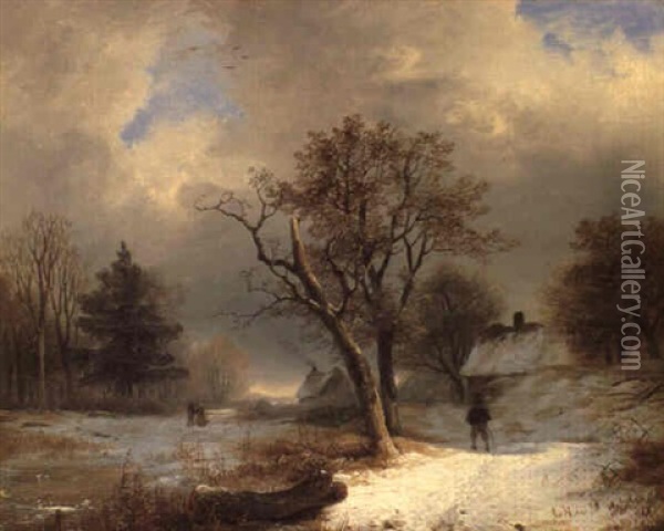 Winterlandschaft Oil Painting - Remigius Adrianus van Haanen