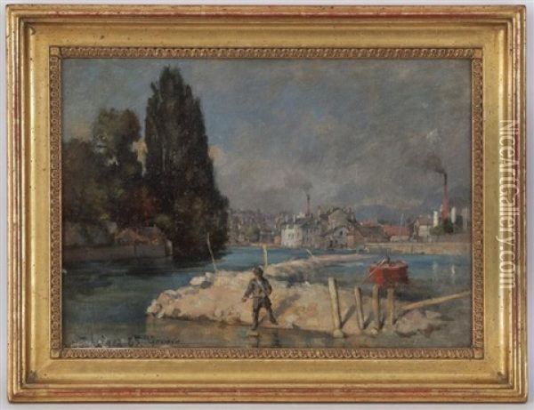Le Pecheur Au Bord De L'aire Oil Painting - Louis Rheiner