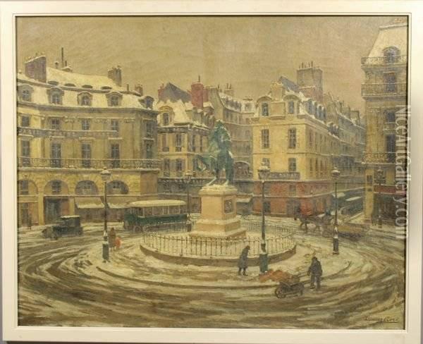 Paris Street Scene Oil Painting - Lucien Lievre